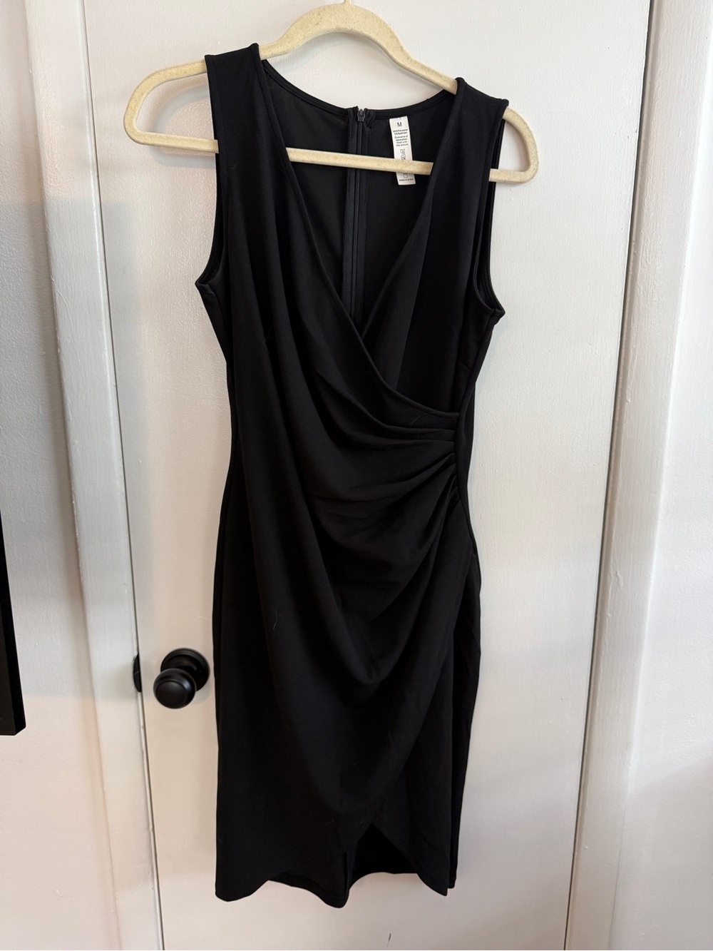 Classic Black Sleeveless Wrap-Style Dress